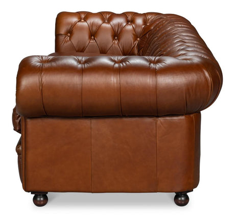 Savile Brown Leather Sofa - Ornate Home