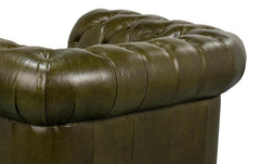 Savile Green Leather Chair - Ornate Home
