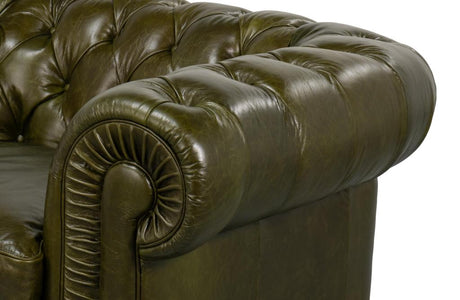 Savile Green Leather Chair - Ornate Home