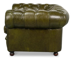 Savile Green Leather Chair - Ornate Home