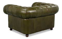 Savile Green Leather Chair - Ornate Home