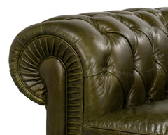 Savile Green Leather Chair - Ornate Home