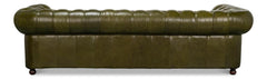 Savile Green Leather Sofa - Ornate Home