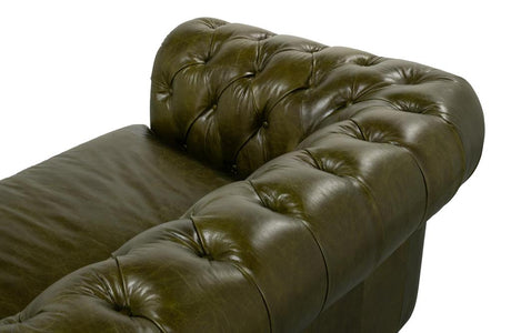 Savile Green Leather Sofa - Ornate Home