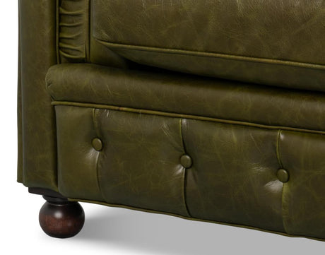 Savile Green Leather Sofa - Ornate Home