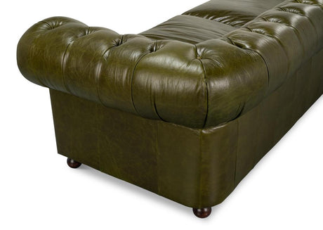 Savile Green Leather Sofa - Ornate Home