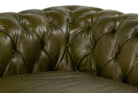 Savile Green Leather Sofa - Ornate Home