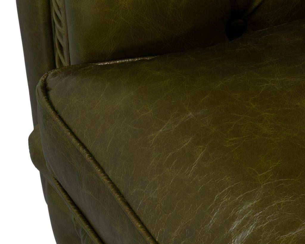 Savile Green Leather Sofa - Ornate Home