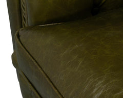 Savile Green Leather Sofa - Ornate Home