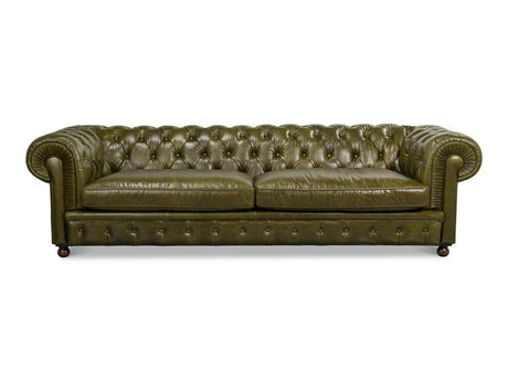Savile Green Leather Sofa - Ornate Home