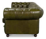 Savile Green Leather Sofa - Ornate Home
