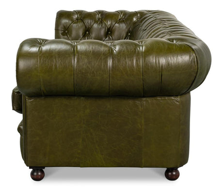 Savile Green Leather Sofa - Ornate Home