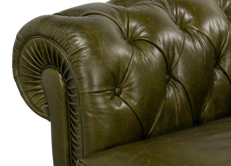 Savile Green Leather Sofa - Ornate Home