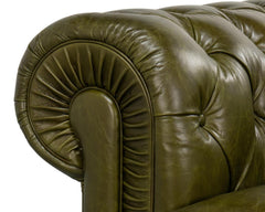 Savile Green Leather Sofa - Ornate Home