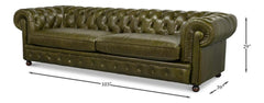 Savile Green Leather Sofa - Ornate Home
