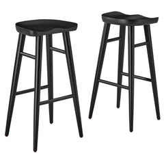 Saville Black Backless Wood Bar Stools (Set of 2) - Ornate Home