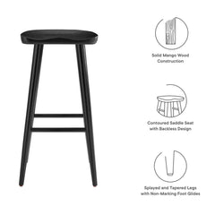 Saville Black Backless Wood Bar Stools (Set of 2) - Ornate Home