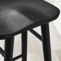 Saville Black Backless Wood Bar Stools (Set of 2) - Ornate Home