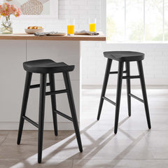 Saville Black Backless Wood Counter Stools (Set of 2) - Ornate Home