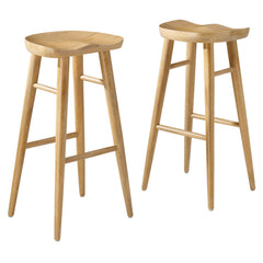 Saville Oak Backless Wood Bar Stools (Set of 2) - Ornate Home