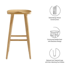 Saville Oak Backless Wood Bar Stools (Set of 2) - Ornate Home