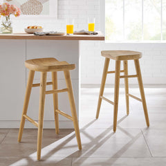 Saville Oak Backless Wood Counter Stools (Set of 2) - Ornate Home