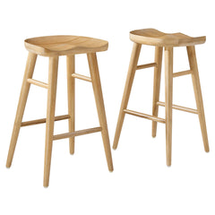 Saville Oak Backless Wood Counter Stools (Set of 2) - Ornate Home