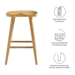 Saville Oak Backless Wood Counter Stools (Set of 2) - Ornate Home