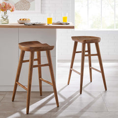 Saville Walnut Backless Wood Counter Stools (Set of 2) - Ornate Home