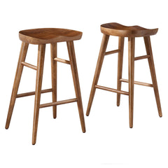 Saville Walnut Backless Wood Counter Stools (Set of 2) - Ornate Home