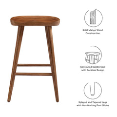 Saville Walnut Backless Wood Counter Stools (Set of 2) - Ornate Home