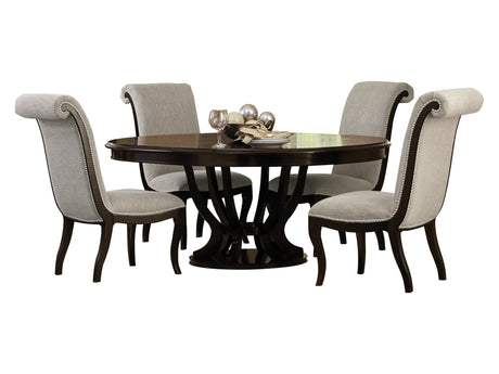 Savion Neutral/Espresso 5-piece Oval Table Dinig Table Set - Ornate Home