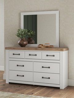 Savonport White/Brown Dresser and Mirror - Ornate Home