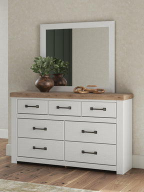 Savonport White/Brown Dresser and Mirror - Ornate Home