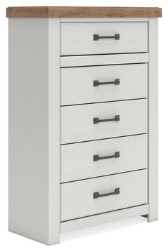 Savonport White/Brown Five Drawer Chest - Ornate Home