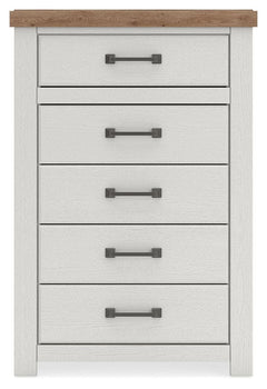 Savonport White/Brown Five Drawer Chest - Ornate Home