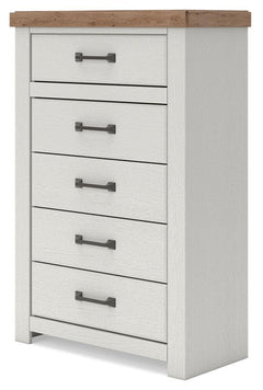 Savonport White/Brown Five Drawer Chest - Ornate Home