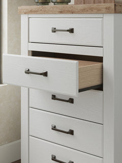 Savonport White/Brown Five Drawer Chest - Ornate Home