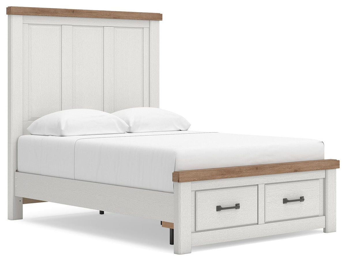 Savonport White/Brown Full Panel Storage Bed - Ornate Home