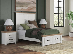 Savonport White/Brown Full Panel Storage Bed - Ornate Home
