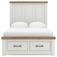 Savonport White/Brown Full Panel Storage Bed - Ornate Home