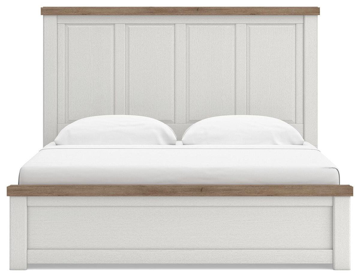 Savonport White/Brown King Panel Bed w/ 2 Under Bed Storage - Ornate Home