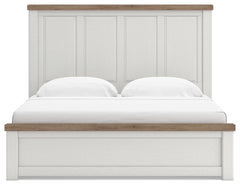 Savonport White/Brown King Panel Bed w/ 2 Under Bed Storage - Ornate Home