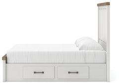 Savonport White/Brown King Panel Bed w/ 2 Under Bed Storage - Ornate Home
