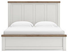 Savonport White/Brown King Panel Bed with Storage - Ornate Home