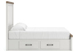 Savonport White/Brown King Panel Bed with Storage - Ornate Home
