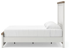 Savonport White/Brown King Panel Bed with Storage - Ornate Home