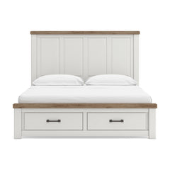 Savonport White/Brown King Panel Storage Bed - Ornate Home