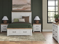 Savonport White/Brown King Panel Storage Bed - Ornate Home
