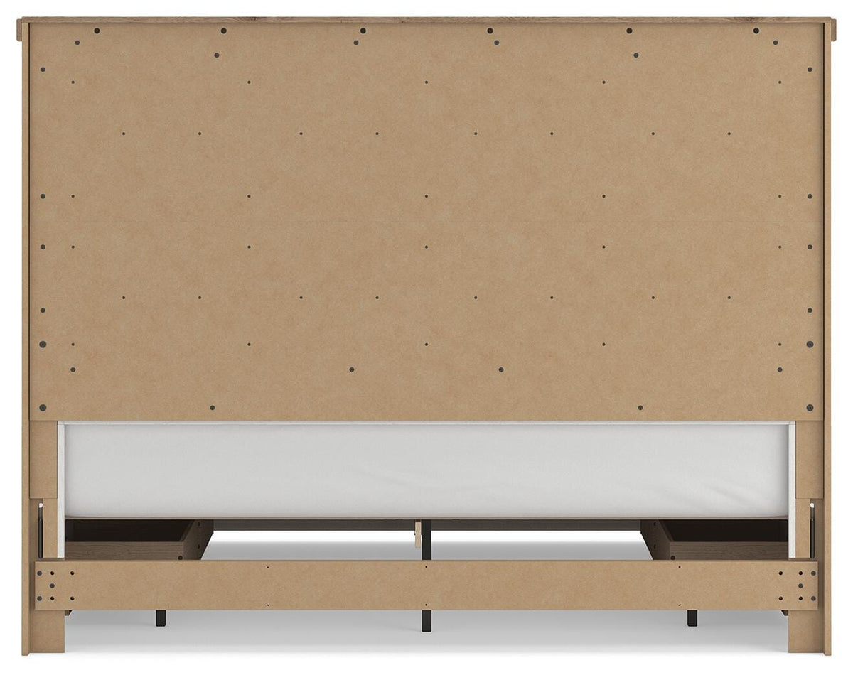 Savonport White/Brown King Panel Storage Bed w/ 2 Under Bed Storage - Ornate Home